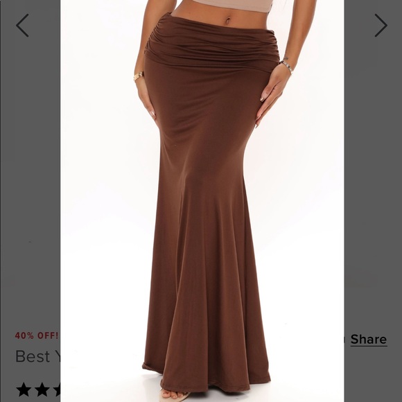 ✨NEW LIST✨Soft Fitted Flare Maxi Skirt Chocolate - Picture 2 of 4
